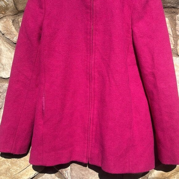J Crew Wool Coat Pink Zipper Front High Neck Size 6 Gold Zipper Winter - Picture 3 of 11